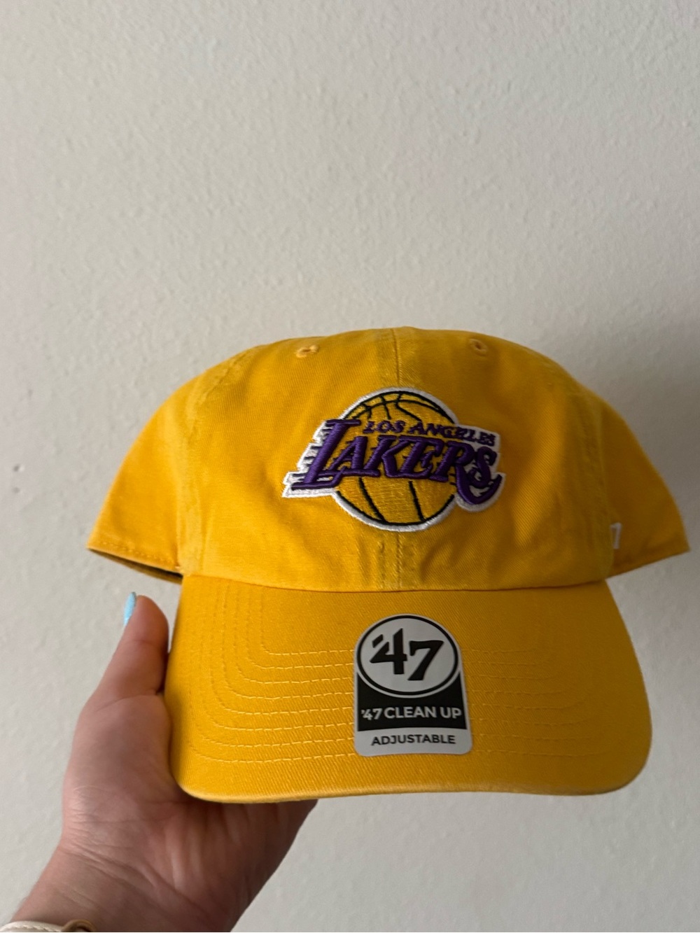 47 Los Angeles Lakers Yellow Dad Hat with Purple Logo